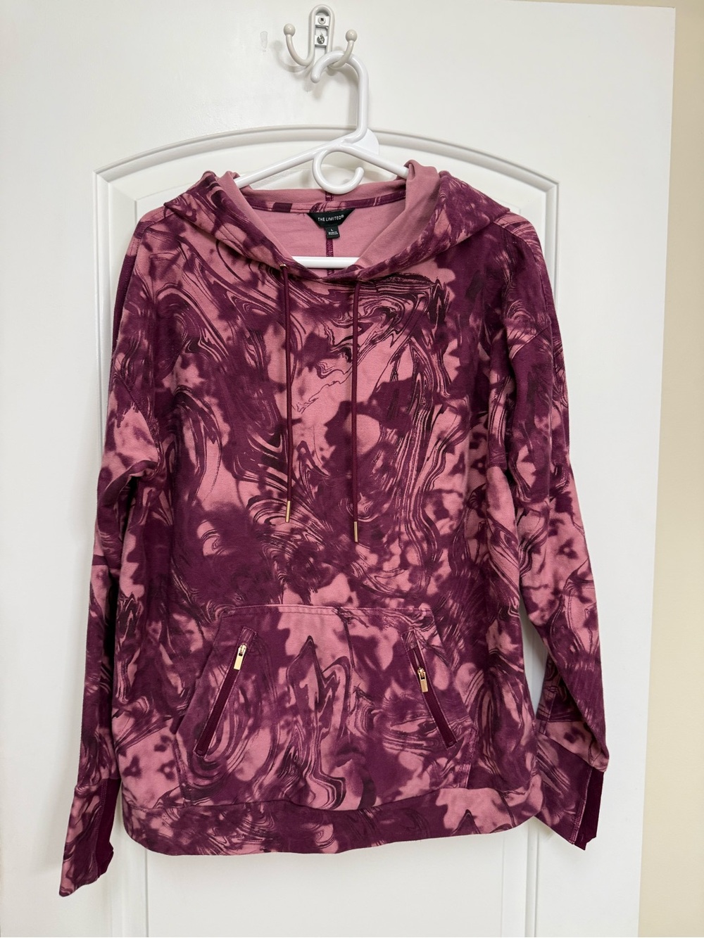The Limited Maroon and Pink Tie-Dye Hoodie Sweatshirt